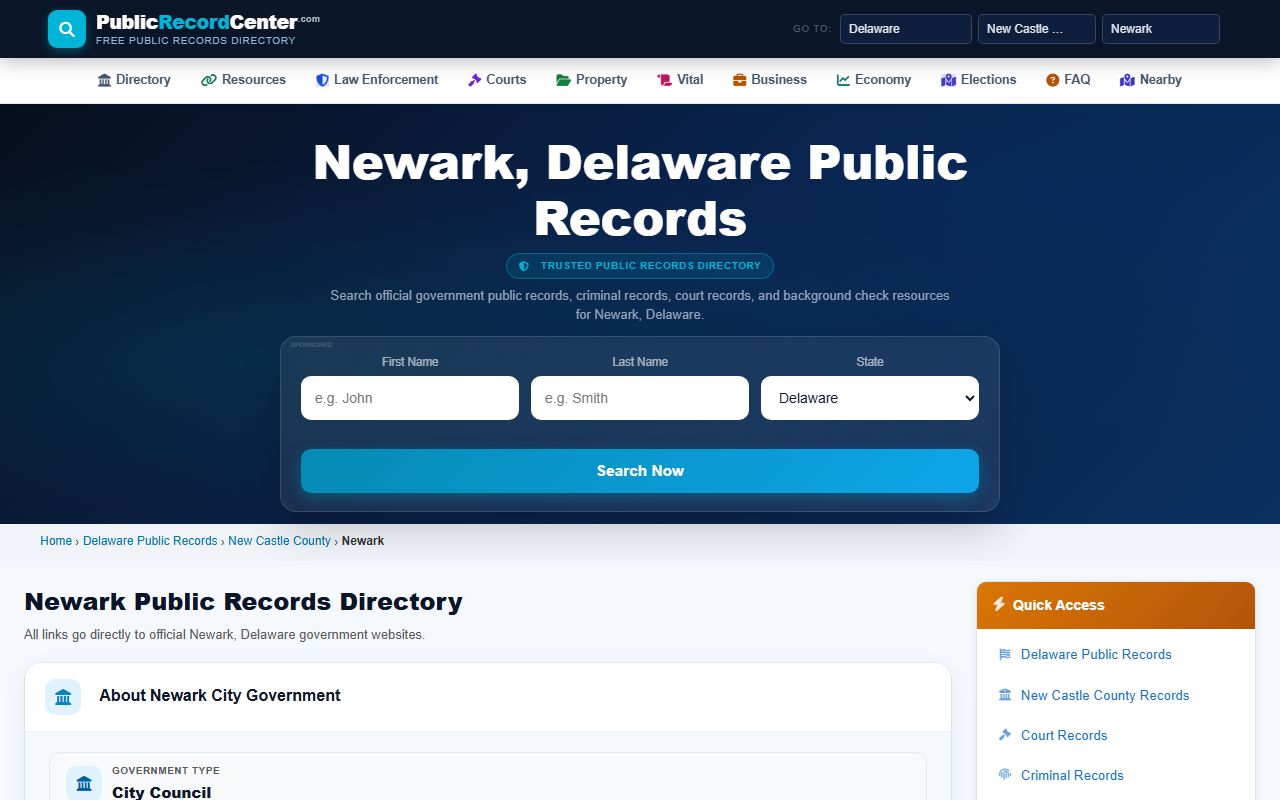 Newark Released Inmates public records directory for Delaware