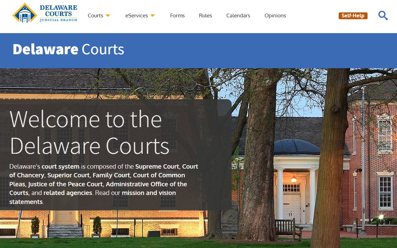 Delaware Courts main site for New Castle County Released Inmates case lookup